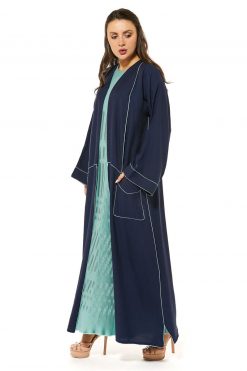 MOI1121068 3 Navy Casual Abaya With Pockets