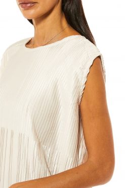 MOI1121089 2 Cream Pleated Armani Silk Under Dress