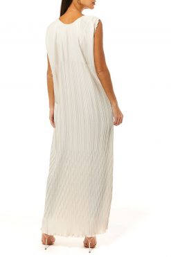 MOI1121089 3 Cream Pleated Armani Silk Under Dress