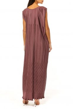MOI1121090 4 Brown Pleated Armani Silk Under Dress