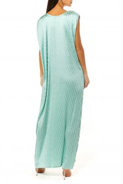 MOI1121092 3 Sea Green Pleated Armani Silk Under Dress