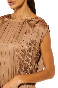 MOI1121094 2 Brown Pleated Armani Silk Under Dress