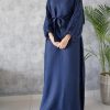 AL107 1 Crystal Beaded Blue Abaya