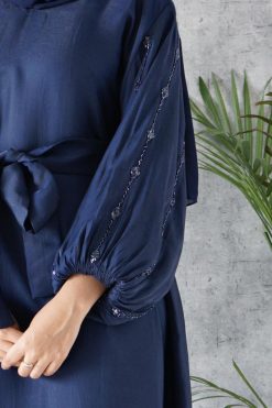 Crystal Beaded Blue Abaya 8 AL107 3 Crystal Beaded Blue Abaya