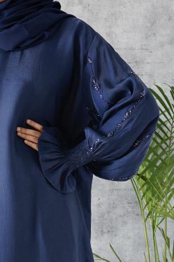Crystal Beaded Blue Abaya 9 AL107 4 Crystal Beaded Blue Abaya