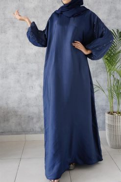 Crystal Beaded Blue Abaya 11 AL107 6 Crystal Beaded Blue Abaya