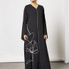 Black Ribbon Embellished Abaya