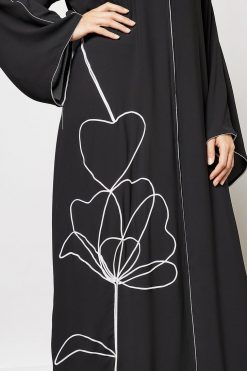 Bsi3551 2 Black Ribbon Embellished Abaya