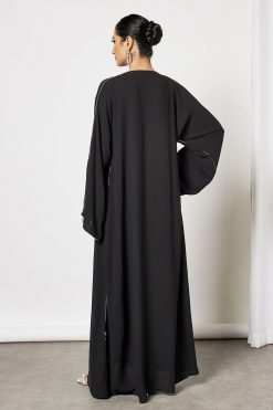 Bsi3551 3 Black Ribbon Embellished Abaya