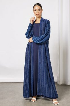 Navy Bisht Abaya With Inner
