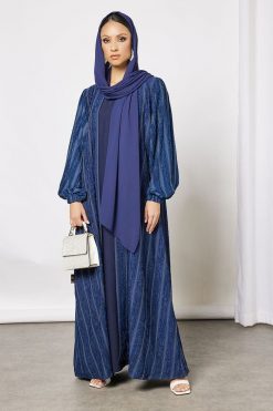 bsi3554 3 Navy Bisht Abaya With Inner
