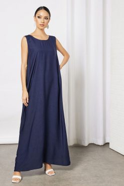 bsi3554 4 Navy Bisht Abaya With Inner