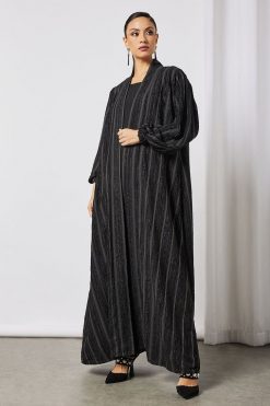 Black Bisht Abaya With Inner