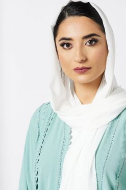 bsi3562 3 Teal Sequin Embellished Abaya With Inner