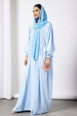 bsi3566 3 Blue Beads Embellished Abaya