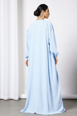 bsi3566 4 Blue Beads Embellished Abaya