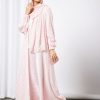 Pink Embossed Print Abaya With Inner