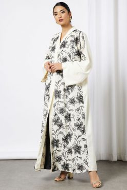 bsi3570 3 White Embroidered Abaya