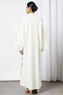 bsi3570 4 White Embroidered Abaya