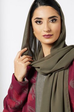 bsi3573 3 Maroon Self Print Abaya With Inner