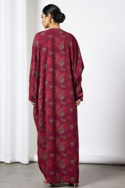 bsi3573 4 Maroon Self Print Abaya With Inner