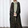 Black Self Print Abaya With Inner