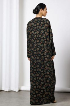 Bsi3574 4 Black Self Print Abaya With Inner
