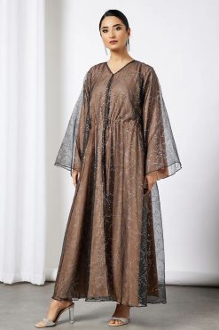 Bsi3581 3 Black Self Print Abaya With Inner
