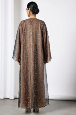 Bsi3581 4 Black Self Print Abaya With Inner