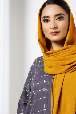 bsi3582 3 Grey Embroidered Abaya