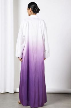 Bsi3587 4 White & purple Abaya with Dress