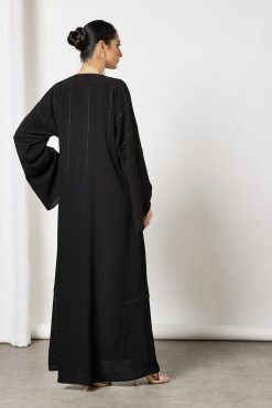 Bsi3589 3 Black Beads Embellished Abaya