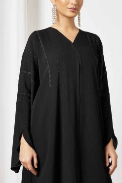 Bsi3589 4 Black Beads Embellished Abaya