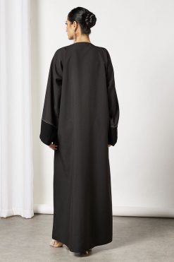 Bsi3590 3 Black Beads Embellished Abaya