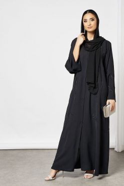 Bsi3593 4 Black Sequin Embellished Abaya