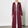 Bsi3594 1 Maroon Bisht Abaya With Dress