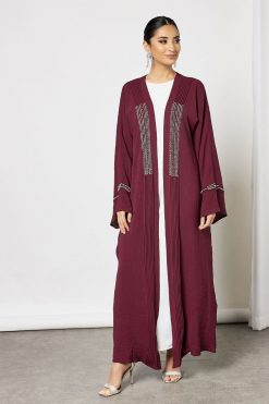 Maroon Bisht Abaya With Dress