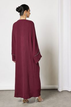 Bsi3594 4 Maroon Bisht Abaya With Dress