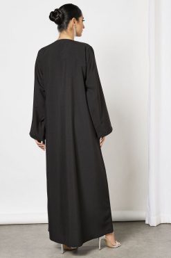 Bsi3596 4 Black Embroidered Crepe Abaya