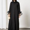 Beads Embellished Crepe Abaya