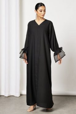 Bsi3600 3 Beads Embellished Crepe Abaya