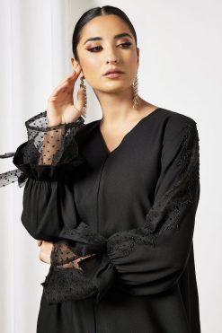 Bsi3600 4 Beads Embellished Crepe Abaya