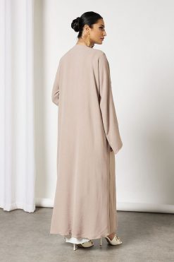 Bsi3606 3 Fawn Bisht Abaya With Dress