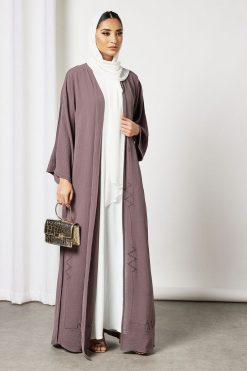 Purple Bisht Abaya With Dress