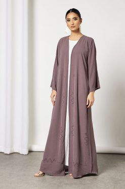 Bsi3607 3 Purple Bisht Abaya With Dress