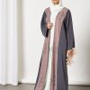 Bsi3608 1 Beige Bisht Abaya With Dress