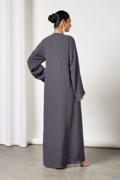 Bsi3608 4 Beige Bisht Abaya With Dress