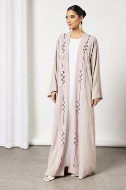 Pink Bisht Abaya With Inner Dress