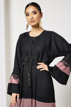 Bsi3611 3 Drawstring Lace Embellished Abaya