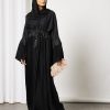 Bsi3612 1 Black Drawstring Lace Abaya
